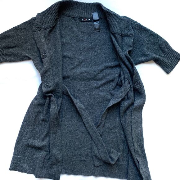 Axcess Liz Claiborne Short Sleeve Long Line 6% Angora Blend Cardigan Size Medium - Picture 3 of 7